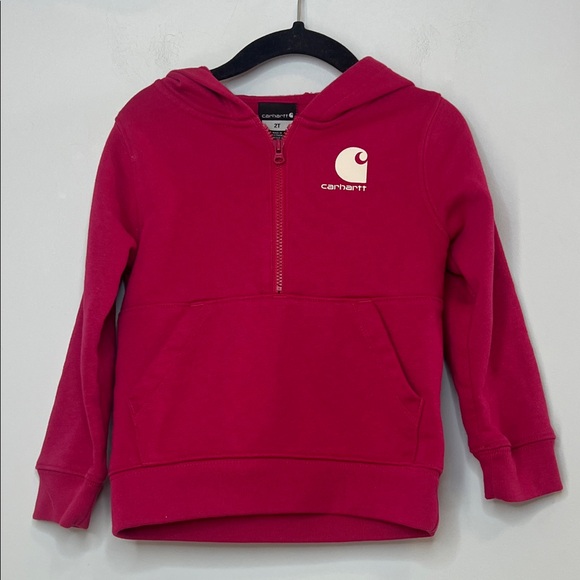 Carhartt Kids Fuchsia Pink Sweatshirt Hoodie Cozy Toddler Girls Size 2T - Picture 1 of 5